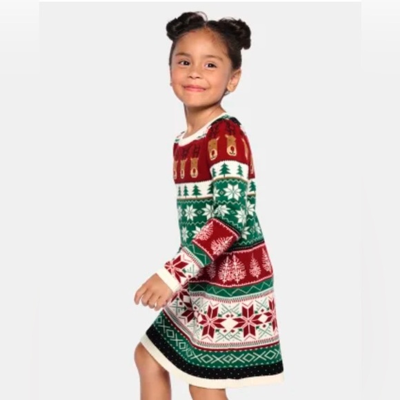Gymboree Girls Intarsia Fairisle Sweater Dress Christmas Cabin - Picture 1 of 7